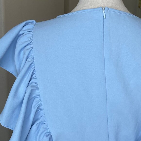 Women's Baby Blue Lace Bust Ruffled Sleeve Layered Hem Romper Waist Tie XXL - Picture 4 of 8